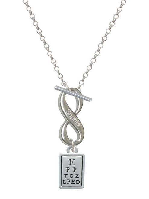Silver Plated Eye Chart - Custom Engraved Infinity Toggle Necklace: Personalized Jewelry Gift - Names, Initials, Dates, Bible Verses