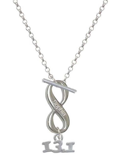 Silver Plated Half Marathon - 13.1 - Custom Engraved Infinity Toggle Necklace: Personalized Jewelry Gift - Names, Initials, Dates, Bible Verses