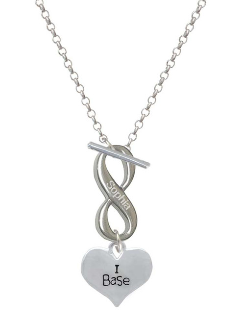 Silver Plated I Base Heart - Custom Engraved Infinity Toggle Necklace: Personalized Jewelry Gift - Names, Initials, Dates, Bible Verses