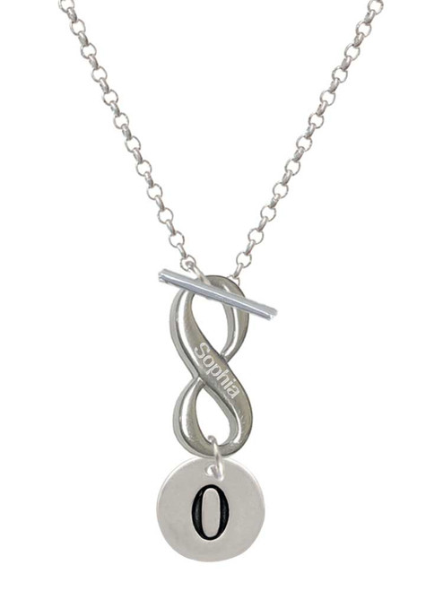 Silver Plated Disc Number - 0 - Custom Engraved Infinity Toggle Necklace: Personalized Jewelry Gift - Names, Initials, Dates, Bible Verses