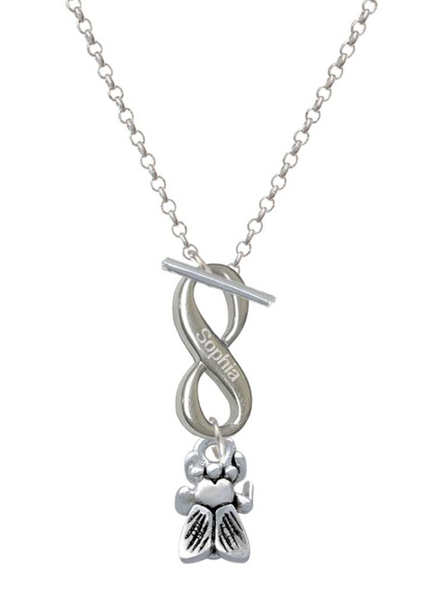 Silver Plated Napoleon's Small Bee - Custom Engraved Infinity Toggle Necklace: Personalized Jewelry Gift - Names, Initials, Dates, Bible Verses