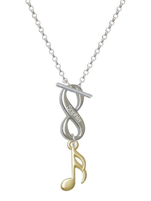 Gold-tone Sixteenth Note - Custom Engraved Infinity Toggle Necklace: Personalized Jewelry Gift - Names, Initials, Dates, Bible Verses