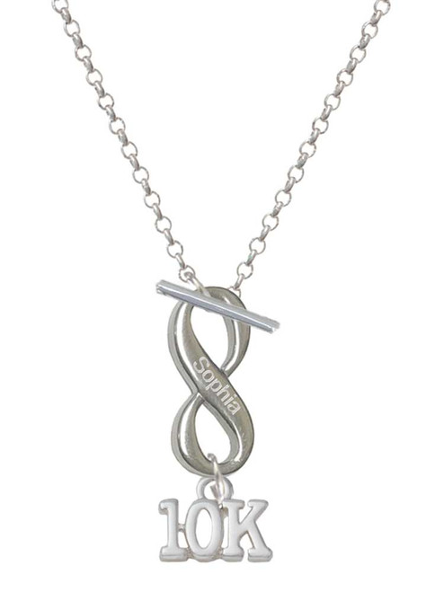 Silver Plated 10K - Custom Engraved Infinity Toggle Necklace: Personalized Jewelry Gift - Names, Initials, Dates, Bible Verses