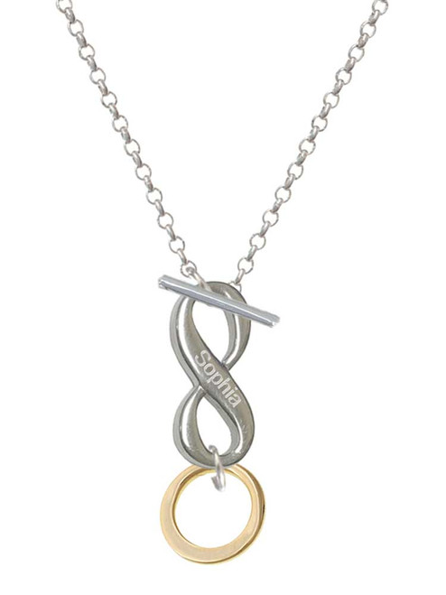 Gold-tone Medium Karma Ring - Custom Engraved Infinity Toggle Necklace: Personalized Jewelry Gift - Names, Initials, Dates, Bible Verses
