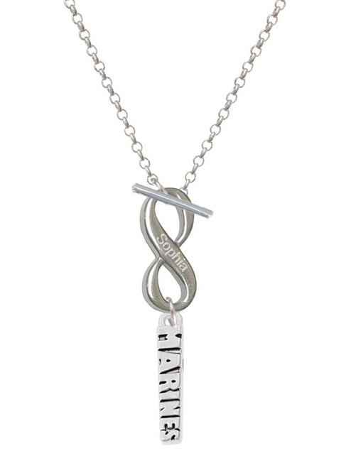 Marines - Custom Engraved Infinity Toggle Necklace: Personalized Jewelry Gift - Names, Initials, Dates, Bible Verses