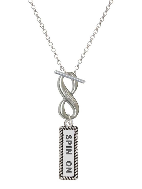 Silver Plated Spin On - Custom Engraved Infinity Toggle Necklace: Personalized Jewelry Gift - Names, Initials, Dates, Bible Verses