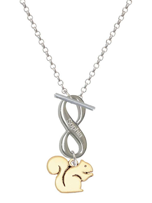 Gold-tone Squirrel - Custom Engraved Infinity Toggle Necklace: Personalized Jewelry Gift - Names, Initials, Dates, Bible Verses