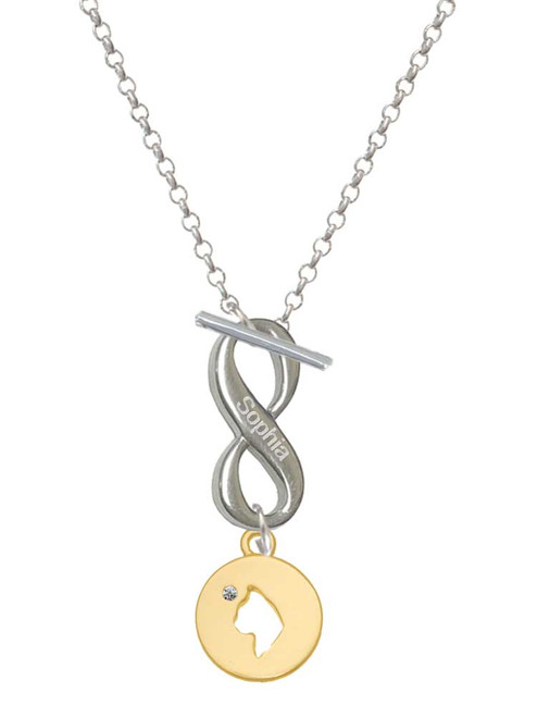 Gold-tone Cat Head Silhouette - Custom Engraved Infinity Toggle Necklace: Personalized Jewelry Gift - Names, Initials, Dates, Bible Verses