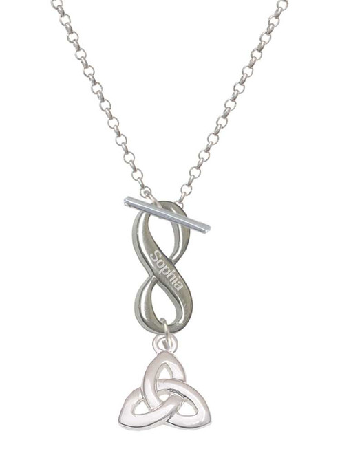 Silver Plated Celtic Trinity Knot - Custom Engraved Infinity Toggle Necklace: Personalized Jewelry Gift - Names, Initials, Dates, Bible Verses