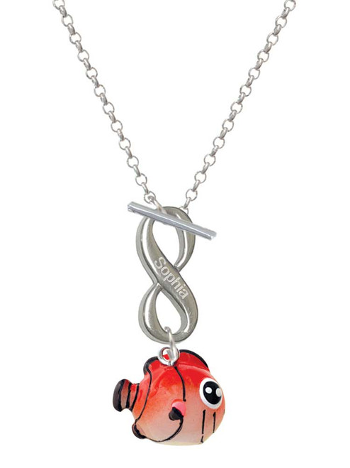 Resin Orange Fish - Custom Engraved Infinity Toggle Necklace: Personalized Jewelry Gift - Names, Initials, Dates, Bible Verses