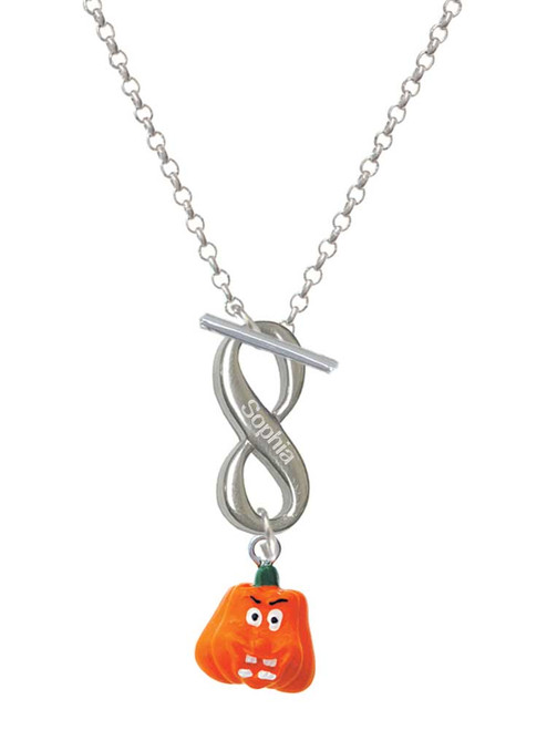 Resin Funny Boo! Pumpkin - Custom Engraved Infinity Toggle Necklace: Personalized Jewelry Gift - Names, Initials, Dates, Bible Verses