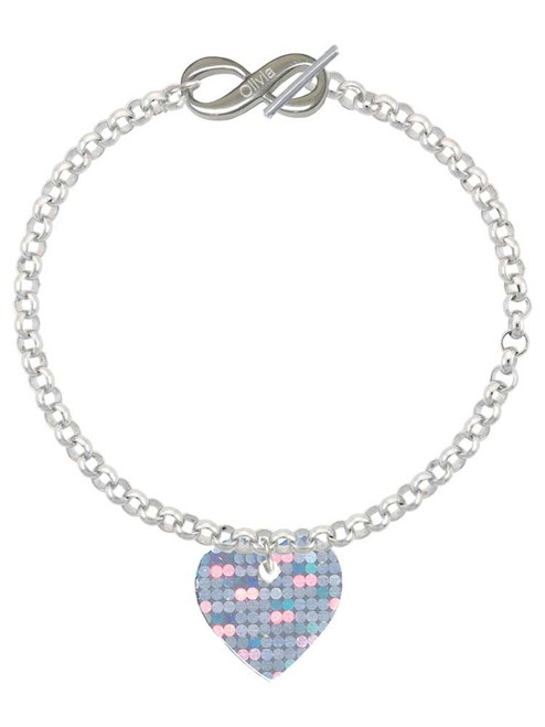 Acrylic Small Hologram Heart - Custom Engraved Infinity Toggle Bracelet: Personalized Jewelry Gift - Names, Initials, Dates, Bible Verses