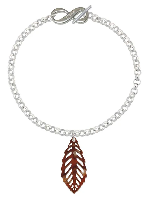 Acrylic Medium Leaf Shimmer Brown - Custom Engraved Infinity Toggle Bracelet: Personalized Jewelry Gift - Names, Initials, Dates, Bible Verses
