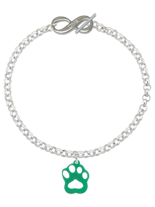 Acrylic Small Paw Green - Custom Engraved Infinity Toggle Bracelet: Personalized Jewelry Gift - Names, Initials, Dates, Bible Verses