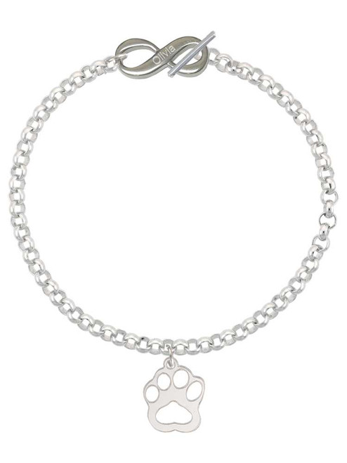 Acrylic Small Paw Mirror Silver Plated - Custom Engraved Infinity Toggle Bracelet: Personalized Jewelry Gift - Names, Initials, Dates, Bible Verses