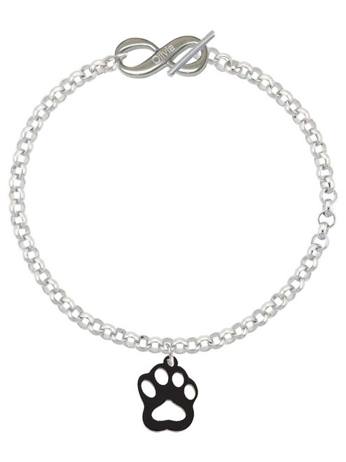 Acrylic Small Paw Black - Custom Engraved Infinity Toggle Bracelet: Personalized Jewelry Gift - Names, Initials, Dates, Bible Verses