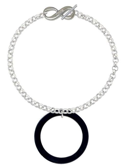 Acrylic 1 1/2" Ring Black - Custom Engraved Infinity Toggle Bracelet: Personalized Jewelry Gift - Names, Initials, Dates, Bible Verses
