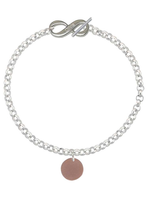 Acrylic 1/2" Disc Rose Gold-tone - Custom Engraved Infinity Toggle Bracelet: Personalized Jewelry Gift - Names, Initials, Dates, Bible Verses