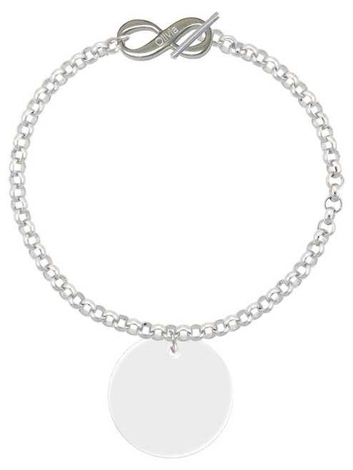 Acrylic 1 1/8" Disc Shimmer White - Custom Engraved Infinity Toggle Bracelet: Personalized Jewelry Gift - Names, Initials, Dates, Bible Verses