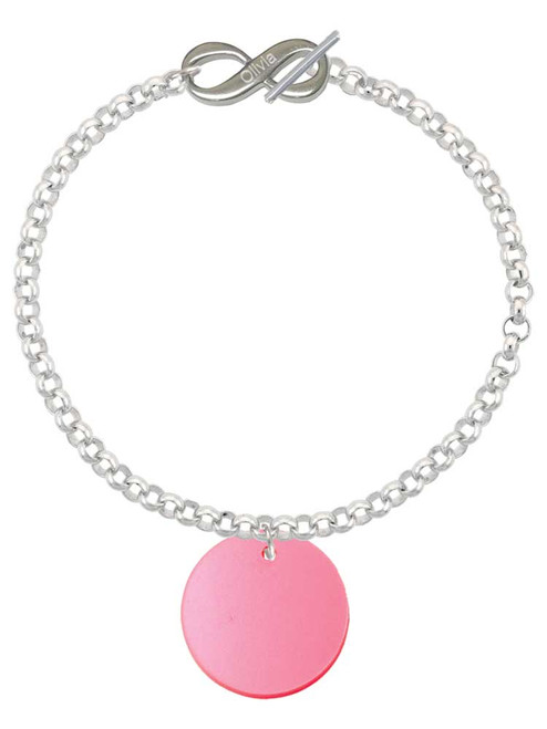Acrylic 1" Disc Shimmer Red - Custom Engraved Infinity Toggle Bracelet: Personalized Jewelry Gift - Names, Initials, Dates, Bible Verses