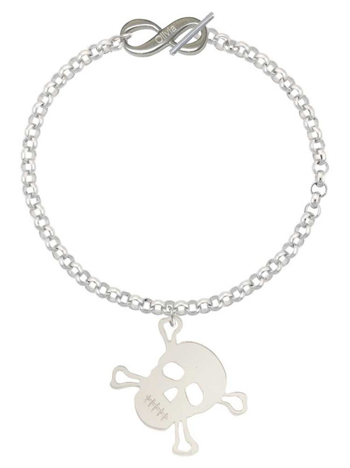 Acrylic Large Clear Skull - Custom Engraved Infinity Toggle Bracelet: Personalized Jewelry Gift - Names, Initials, Dates, Bible Verses