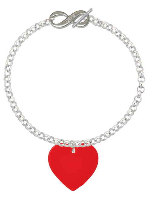 Acrylic 1" Red Heart - Custom Engraved Infinity Toggle Bracelet: Personalized Jewelry Gift - Names, Initials, Dates, Bible Verses