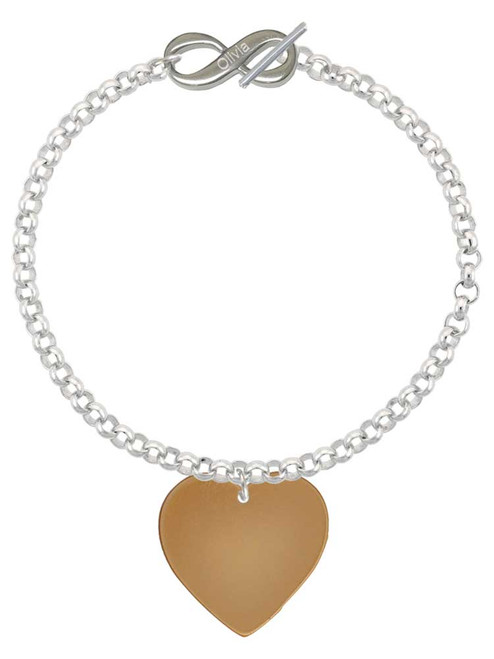 Acrylic 1" Gold-tone Heart - Custom Engraved Infinity Toggle Bracelet: Personalized Jewelry Gift - Names, Initials, Dates, Bible Verses