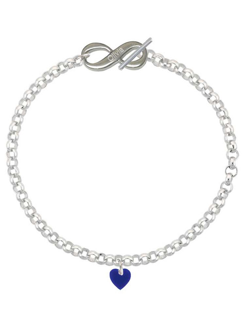 Acrylic 5/16" Navy Blue Heart - Custom Engraved Infinity Toggle Bracelet: Personalized Jewelry Gift - Names, Initials, Dates, Bible Verses
