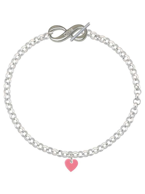Acrylic 5/16" Pink Heart - Custom Engraved Infinity Toggle Bracelet: Personalized Jewelry Gift - Names, Initials, Dates, Bible Verses