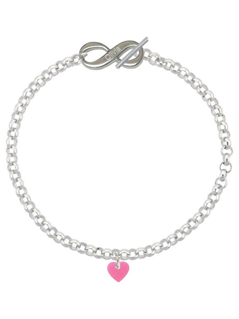 Acrylic 5/16" Hot Pink Heart - Custom Engraved Infinity Toggle Bracelet: Personalized Jewelry Gift - Names, Initials, Dates, Bible Verses