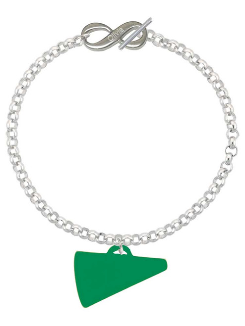 Acrylic Large Green Megaphone - Custom Engraved Infinity Toggle Bracelet: Personalized Jewelry Gift - Names, Initials, Dates, Bible Verses