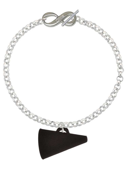 Acrylic Large Black Megaphone - Custom Engraved Infinity Toggle Bracelet: Personalized Jewelry Gift - Names, Initials, Dates, Bible Verses