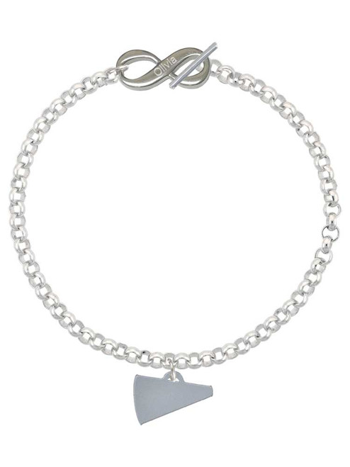 Acrylic Silver Plated Megaphone - Custom Engraved Infinity Toggle Bracelet: Personalized Jewelry Gift - Names, Initials, Dates, Bible Verses