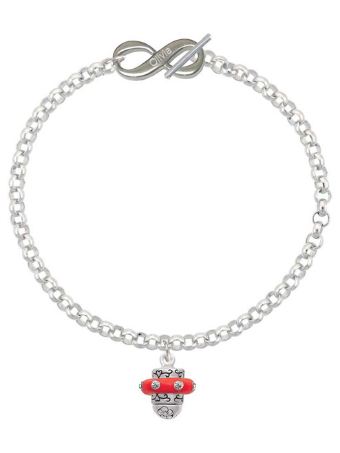 Silver Plated Crystal Red Spinner - Custom Engraved Infinity Toggle Bracelet: Personalized Jewelry Gift - Names, Initials, Dates, Bible Verses