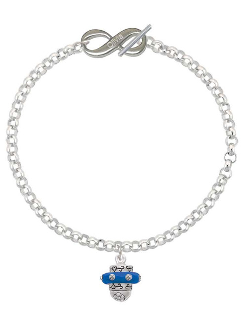Silver Plated Crystal Royal Blue Spinner - Custom Engraved Infinity Toggle Bracelet: Personalized Jewelry Gift - Names, Initials, Dates, Bible Verses