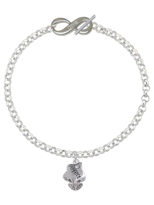 Silver Plated Perfect Star with Crystal - Custom Engraved Infinity Toggle Bracelet: Personalized Jewelry Gift - Names, Initials, Dates, Bible Verses