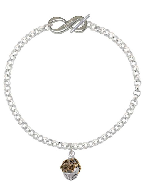Gold-tone Lizards on Silver Plated Band Spinner - Custom Engraved Infinity Toggle Bracelet: Personalized Jewelry Gift - Names, Initials, Dates, Bible Verses
