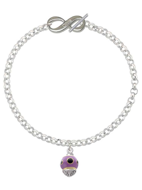Gold-tone Wide Black Dots on Purple Spinner - Custom Engraved Infinity Toggle Bracelet: Personalized Jewelry Gift - Names, Initials, Dates, Bible Verses
