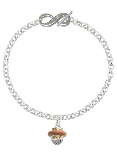 Gold-tone Tan Center Spinner - Custom Engraved Infinity Toggle Bracelet: Personalized Jewelry Gift - Names, Initials, Dates, Bible Verses