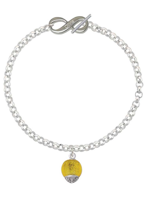12mm Glass Yellow Roller Spinner - Custom Engraved Infinity Toggle Bracelet: Personalized Jewelry Gift - Names, Initials, Dates, Bible Verses