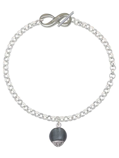 12mm Glass Grey Roller Spinner - Custom Engraved Infinity Toggle Bracelet: Personalized Jewelry Gift - Names, Initials, Dates, Bible Verses