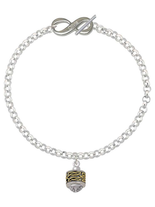 Two-tone Celtic Knot Band Spinner - Custom Engraved Infinity Toggle Bracelet: Personalized Jewelry Gift - Names, Initials, Dates, Bible Verses