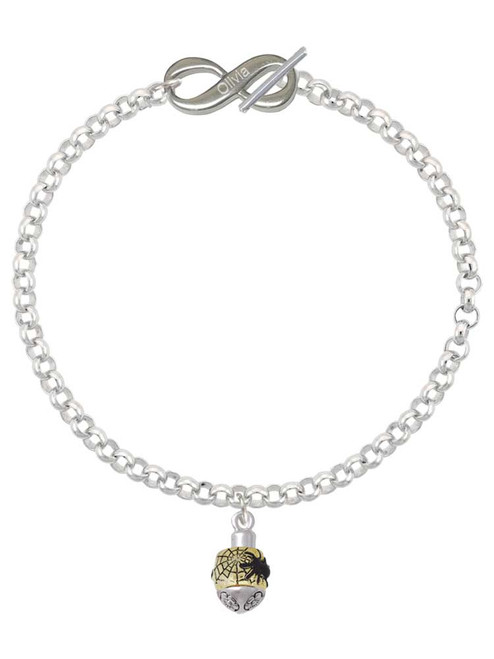 Gold-tone Black Spider on Web Spinner - Custom Engraved Infinity Toggle Bracelet: Personalized Jewelry Gift - Names, Initials, Dates, Bible Verses