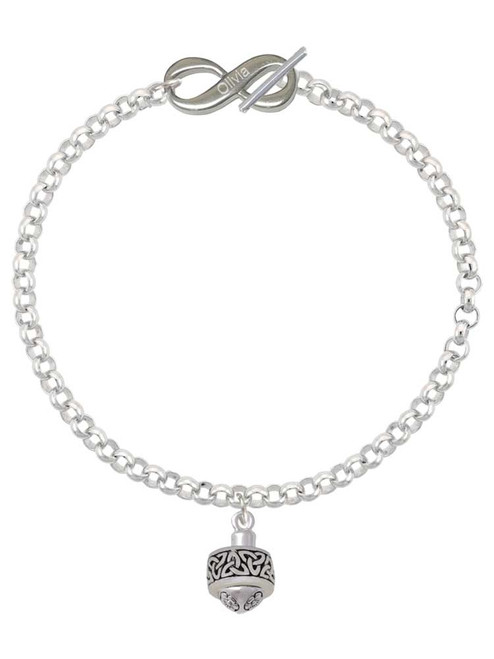 Silver Plated Celtic Knot Trinity Band Spinner - Custom Engraved Infinity Toggle Bracelet: Personalized Jewelry Gift - Names, Initials, Dates, Bible Verses