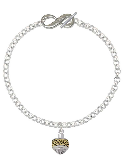 Two-tone Celtic Knot Trinity Band Spinner - Custom Engraved Infinity Toggle Bracelet: Personalized Jewelry Gift - Names, Initials, Dates, Bible Verses