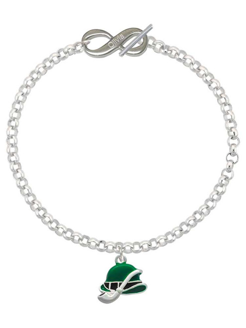Silver Plated Derby Hat with Pipe - Custom Engraved Infinity Toggle Bracelet: Personalized Jewelry Gift - Names, Initials, Dates, Bible Verses