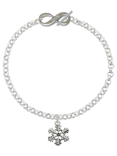 Silver Plated Snowflake - Custom Engraved Infinity Toggle Bracelet: Personalized Jewelry Gift - Names, Initials, Dates, Bible Verses