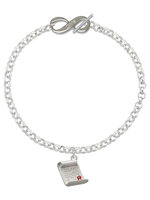 Silver Plated Diploma - Custom Engraved Infinity Toggle Bracelet: Personalized Jewelry Gift - Names, Initials, Dates, Bible Verses