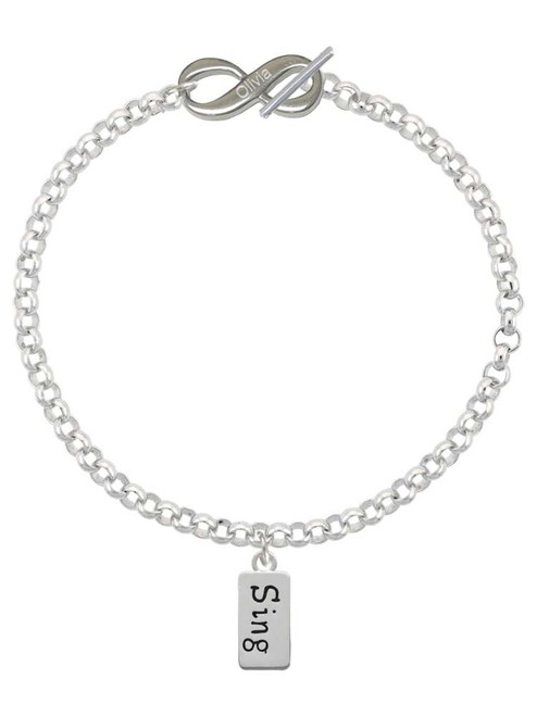 Silver Plated Sing - Custom Engraved Infinity Toggle Bracelet: Personalized Jewelry Gift - Names, Initials, Dates, Bible Verses