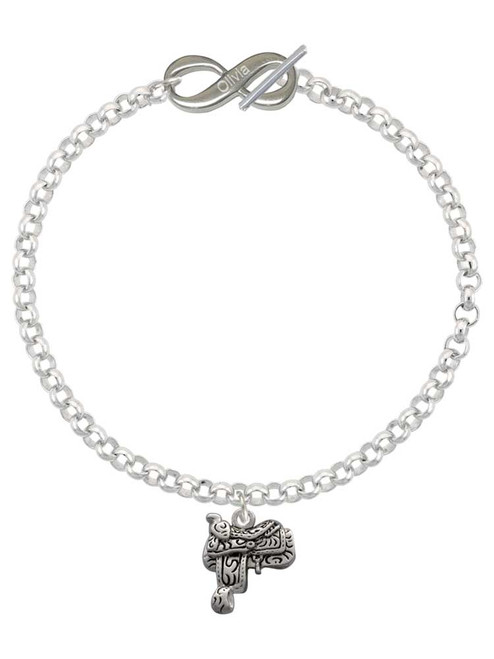 Silver Plated Saddle - Custom Engraved Infinity Toggle Bracelet: Personalized Jewelry Gift - Names, Initials, Dates, Bible Verses